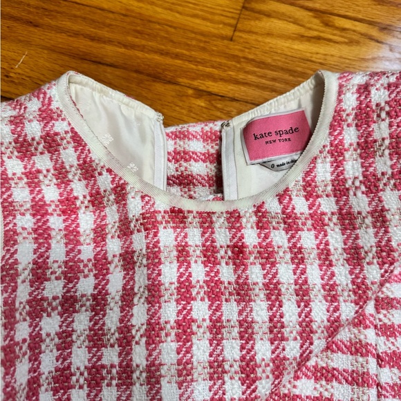 Kate Spade Pink and White Gingham Tweed Dress – Size 0, Like New - Picture 14 of 14